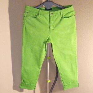 LRL LAUREN JEANS CO. RALPH LAUREN Bright Green Ankle Jeans Size 16